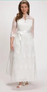 Ulla Popken Damen große Größen Braut Dirndl Spitze Stehkragen 3/4 Ärmel Gr.42 - Bild 1 von 8