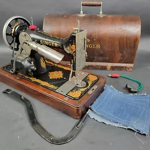 Antique 1925 Singer 128-13 Sewing Machine Bentwood Case & Knee Bar 'Vincendora' - Picture 1 of 24