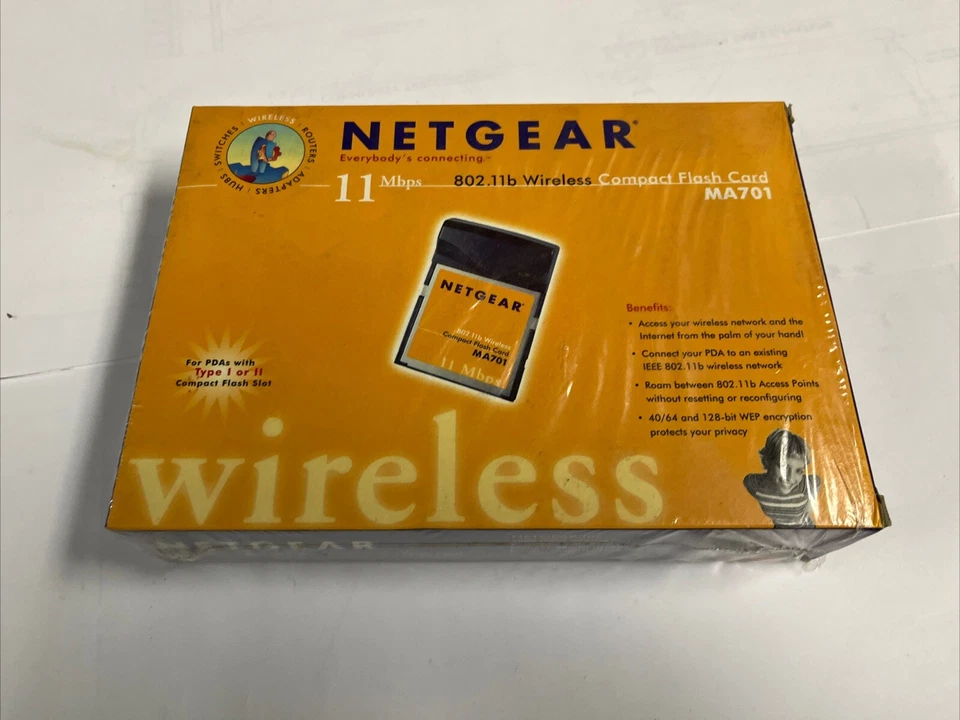 Netgear 802.11b Wireless Compact Flash CF Card 11Mbps MA701 NEW NIB SEALED - Image 1 of 3