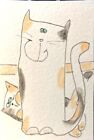 ACEO Art Card Original Watercolor Signed "Silas" Cat MiloLee