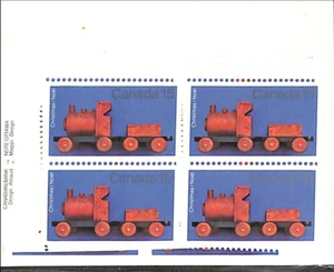 Canada Stamps #839 - Christmas Antique Toys - PO Set of 4 Inscription Blocks MNH - Picture 1 of 2