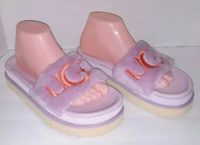 NWT UGG Laton Fur Slide Sandal Slipper purple Size 8 - Image 1 of 4