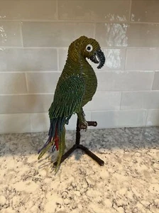 Rare Antique Venetian Beaded Parrot Macaw Yellow Head Mounted - Picture 1 of 7