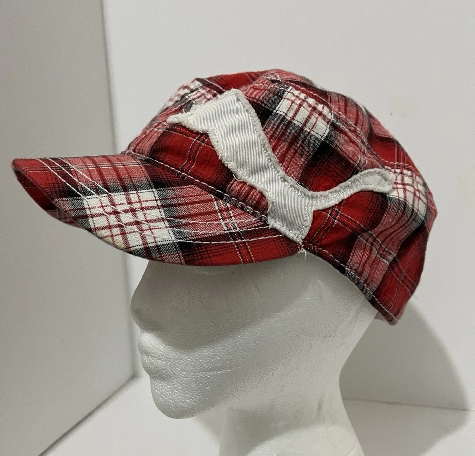 Puma Newsboy Womens Cap Red White BLK Plaid Hat W Puma Logo Adjustable Back OSFA - Image 1 of 4