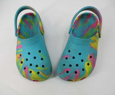 Zueco Crocs Niñas Clásico Tinte Azul Rosa Amarillo Talla J 2 Verano Primavera Informal Foto 1 de 4