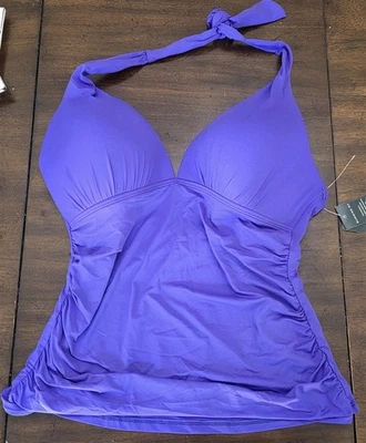 Nuevo con etiquetas Ralph Lauren 16 Púrpura Tankini Playa Halter Top 127096 Foto 1 de 3