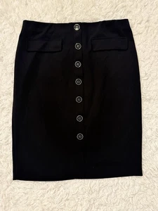NYCC Black Button Front Pencil Skirt Women’s Fall - Professional Large Stretch - Picture 1 of 6