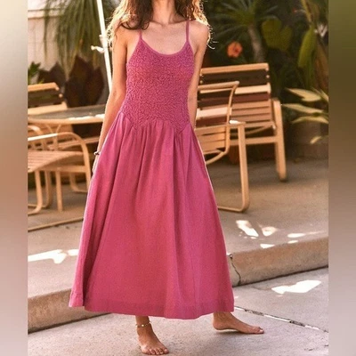 Vestido midi Free People Summer Chapter romántico con calado en rosa Daphne talla XS Foto 1 de 4