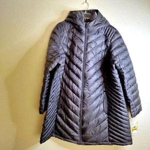 Neu mit Etikett Michael Kors Chevron doppellagiger Reißverschluss 3/4 Kapuze verstaubarer Mantel 3X - Bild 1 von 9