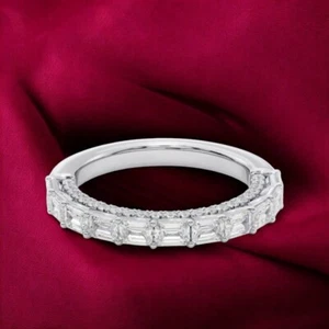 Lab Created Diamant Smaragdschliff 2,5 ct Verlobungsband 2,3 mm 950 Platin - Bild 1 von 12