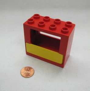 Lego Duplo Vintage Red Window Yellow Swinging Panel Door Unit Building Block - Picture 1 of 3
