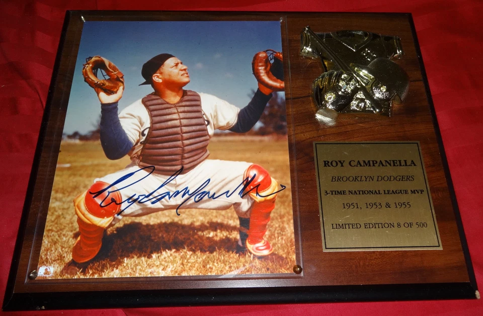 布鲁克林道奇队 ROY CAMPANELLA 正品签名照片牌匾名人堂  — 第 1/3 张图片