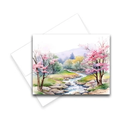 12 All Occasion Notecard Blank with Envelopes Greeting Cards - Spring River - Image 1 of 2