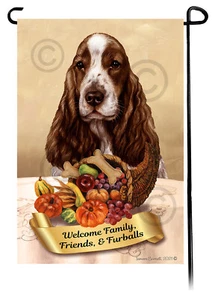 Thanksgiving Garden Flag - Liver and White English Cocker Spaniel 055B - Picture 1 of 1