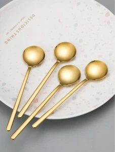 4pcs Gold Stainless Steel Stirring Spoons - Elegant Set for Coffee & Dessert NEW - Picture 1 of 5