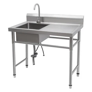 1 Becken Spültisch Edelstahlspüle Spülbecken Edelstahl Küche Spüle 100x61x 95cm - Imagen 1 de 24