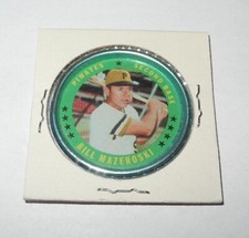 1971 Topps Baseball Coin Pin #15 Bill Mazeroski Pittsburgh Pirates Excellent 
