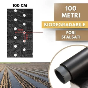 Telo PACCIAMATURA Biodegradabile Sfalsato 40x40 Nero 100 m Antierbacce Orto - Foto 1 di 6