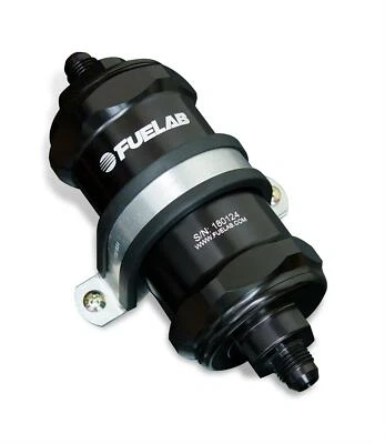 Fuelab In-Line Filter 40 Micron Stainless Steel Element -8AN Black 3" 81812-1 - Image 1 of 3