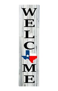 Texas Welcome 24 Inch Vertical Kitchen Wood Print Sign