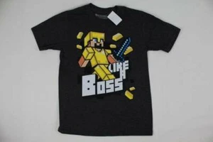 Boys Minecraft T Shirt STEVE Like a Boss Mojang Size 14 - 16 XL Video Game Top - Picture 1 of 2