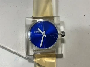 VINTAGE 1970'S  SUTTON SWISS MADE LUCITE WATCH WITH CLEAR BAND. - Picture 1 of 14