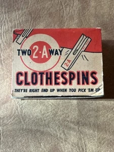 Vintage Two Way 2a Clothespins with Box NOS Right End up When you Pick 'Em Up - Picture 1 of 11