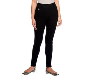 Quacker Factory DreamJeannes Reg Slim Leg Leggings w/ Rhinestone Zipp Size XXS  - Picture 1 of 1