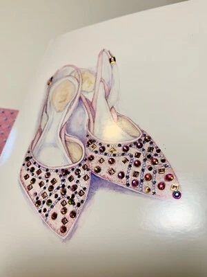 BURGOYNE Happy Birthday Card 3D For An Exquisite Woman! Bedazzled Pumps! Stylin!