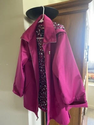 Raincoat, Woman's, Dennis Basso, Size Large, New without tag, Magenta, Gorgeous! - Image 1 of 3