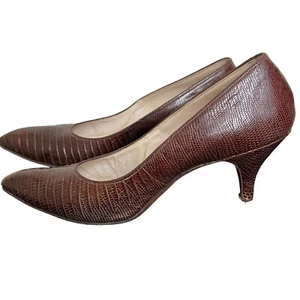 Rare 1950's Ladies Brown Alligator Heels Troylings By Seymour Troy Pumps Sz 7 - Picture 1 of 12