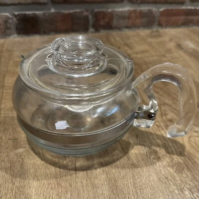 Vintage PYREX Flameware Glass 6 Cup Teapot Stove Top Coffee Kettle W/ Lid 8446-B - Image 1 of 4
