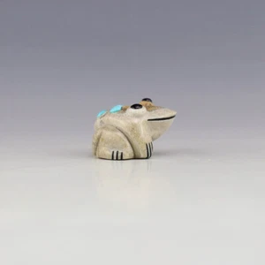 NATIVE AMERICAN ZUNI TURQUOISE & ANTLER FROG FETISH BY GABE SICE - Picture 1 of 8