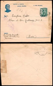 Zamora - Guerra Civil - Edi o 870 - Sobre de Zamora a León con censura Z.7.8 - Imagen 1 de 1