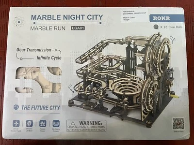 Marble Run 3D Wooden Puzzle ROKR DIY Marble Prowler Kit Night Future City LGA01 - Image 1 of 4