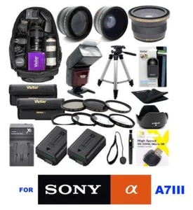 KIT ACCESSOIRE SONY ALPHA A7 III COMPLET HD 55 MM OBJECTIFS HD TRÉPIED TRÉPIED FLASH - Photo 1 sur 11