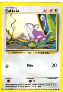 RATTATA 61/102 BASE SET UNLIMITED POKEMON TCG CCG 2000 NM - Picture 1 of 1