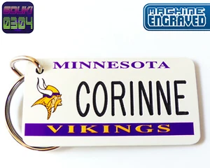 Personalized Minnesota Vikings License Plate Keychain - Any Name - Engraved NFL - Picture 1 of 8
