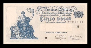 Argentina, 5 Pesos, 1957, P-264, Billete SUFIJO H - Imagen 1 de 2