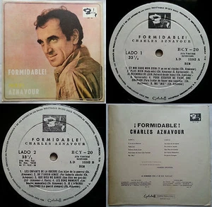 CHARLES AZNAVOUR FORMIDABLE! 1967 UNIQ CVR & PS & ERRORS! WL! CHILEAN PRESS ONLY - Picture 1 of 10