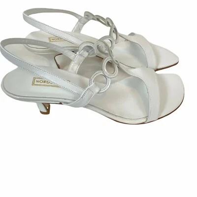Nordstrom Kitten Heels Women's Size 8 N Vintage White Leather Slip On Slingback - Image 1 of 4