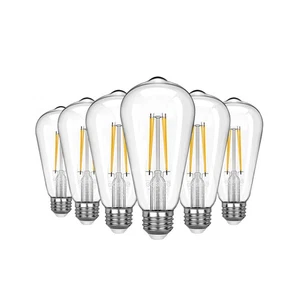 JIPRES Vintage LED Edison Bulb-St58,6w: E26 Base, Dimmable Deco (2700K) 6 Pack - Picture 1 of 9