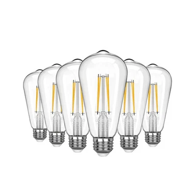 JIPRES Vintage LED Edison Bulb-St58,6w: E26 Base, Dimmable Deco (2700K) 6 Pack - Image 1 of 4