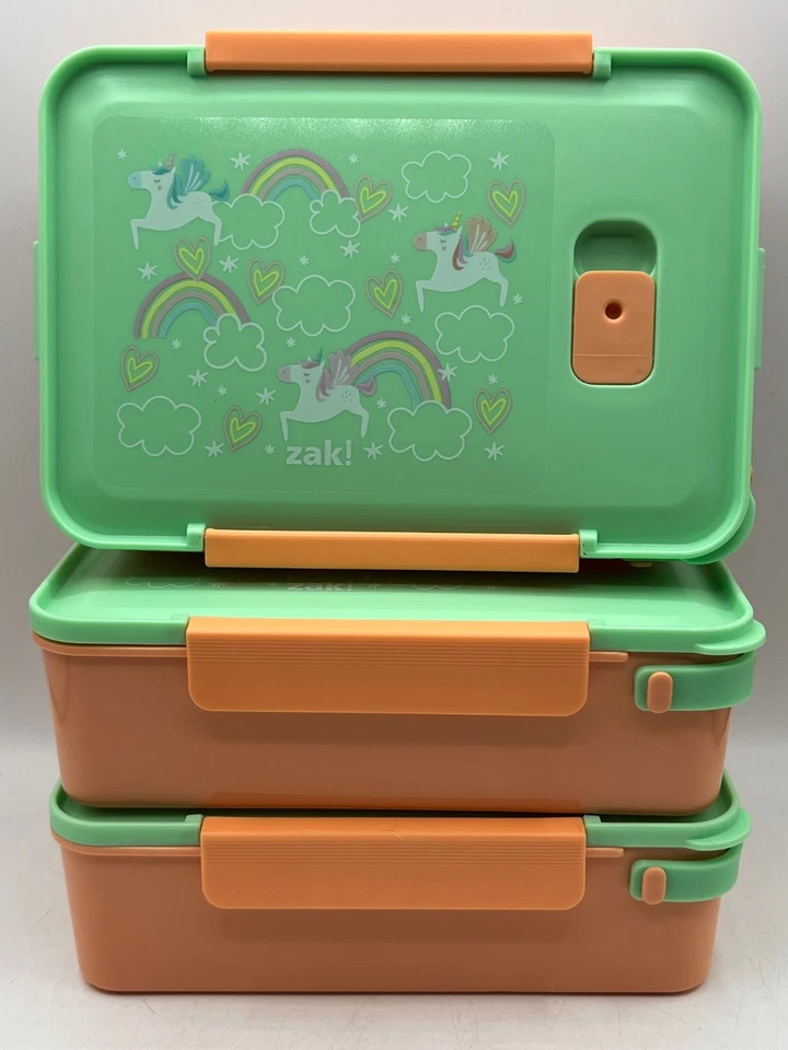 Unicornios Zak Designs con caja Bento dividida, 3 unidades, usados en excelente estado Foto 1 de 4