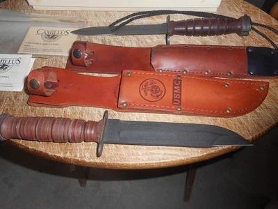 Cuchillo de Lucha USMC Camillus Marine Corps con Funda y Caja #5685B Lote de 2 Foto 1 de 4