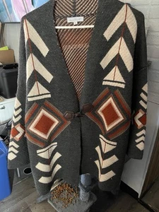 Keren Hart Cardigan Sweater Aztec 100 Percent Acrylic Women’s Sz XL - Picture 1 of 3
