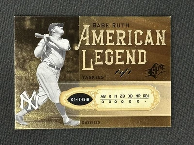 Babe Ruth 2008 SPX American Legend 4/17/1918 Yankees HOF #BR71 1/1 - Image 1 of 2