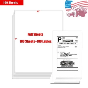 100x 8.5"x11" Full Sheet Shipping Address Labels Self Adhesive Round Corner - Picture 1 of 9