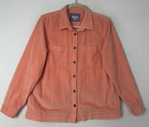L.L.BEAN Womens Comfort Corduroy Relaxed Shirt Button Front Coral Jacket Size M - Picture 1 of 12