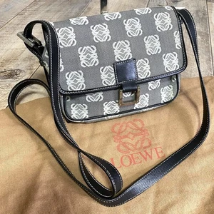 Loewe Repeat Anagram Mini Schultertasche Canvas Crossbody schwarz grau Leder alt - Bild 1 von 10